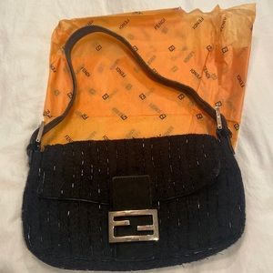 Gorgeous authentic vintage pony hair and sequence Fendi baguette